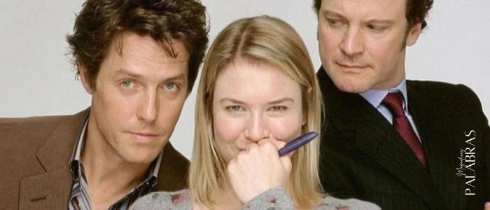 Imagen de la película Bridget Jones con el triángulo amoroso de la protagonista y sus dos amantes, igual que en el SEO Copywriting