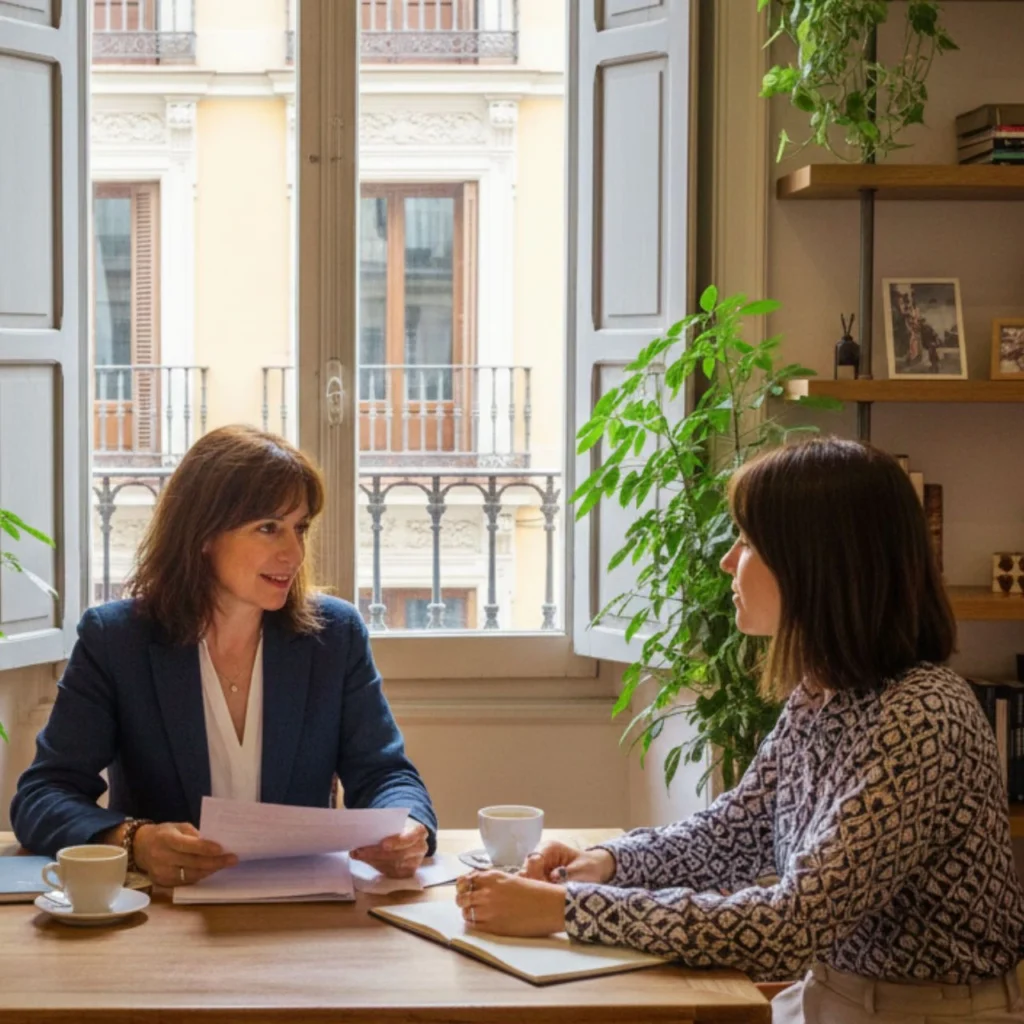 Reunión de dos mujeres en un bufete de abogados de Madrid - Magníficas Palabras